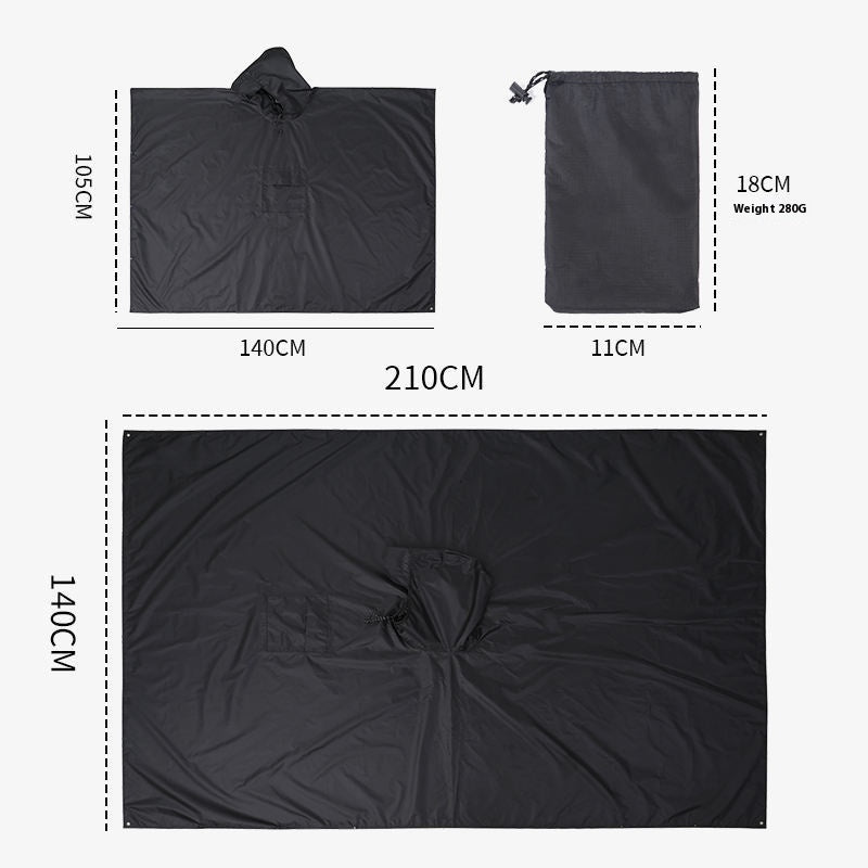 KAZIVAL 3-in-1 outdoor rain poncho 