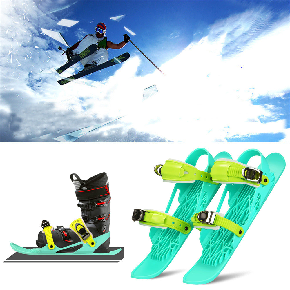KAZIVAL Mini-Ski Skates – Adjustable Short Skis for Winter Boots 