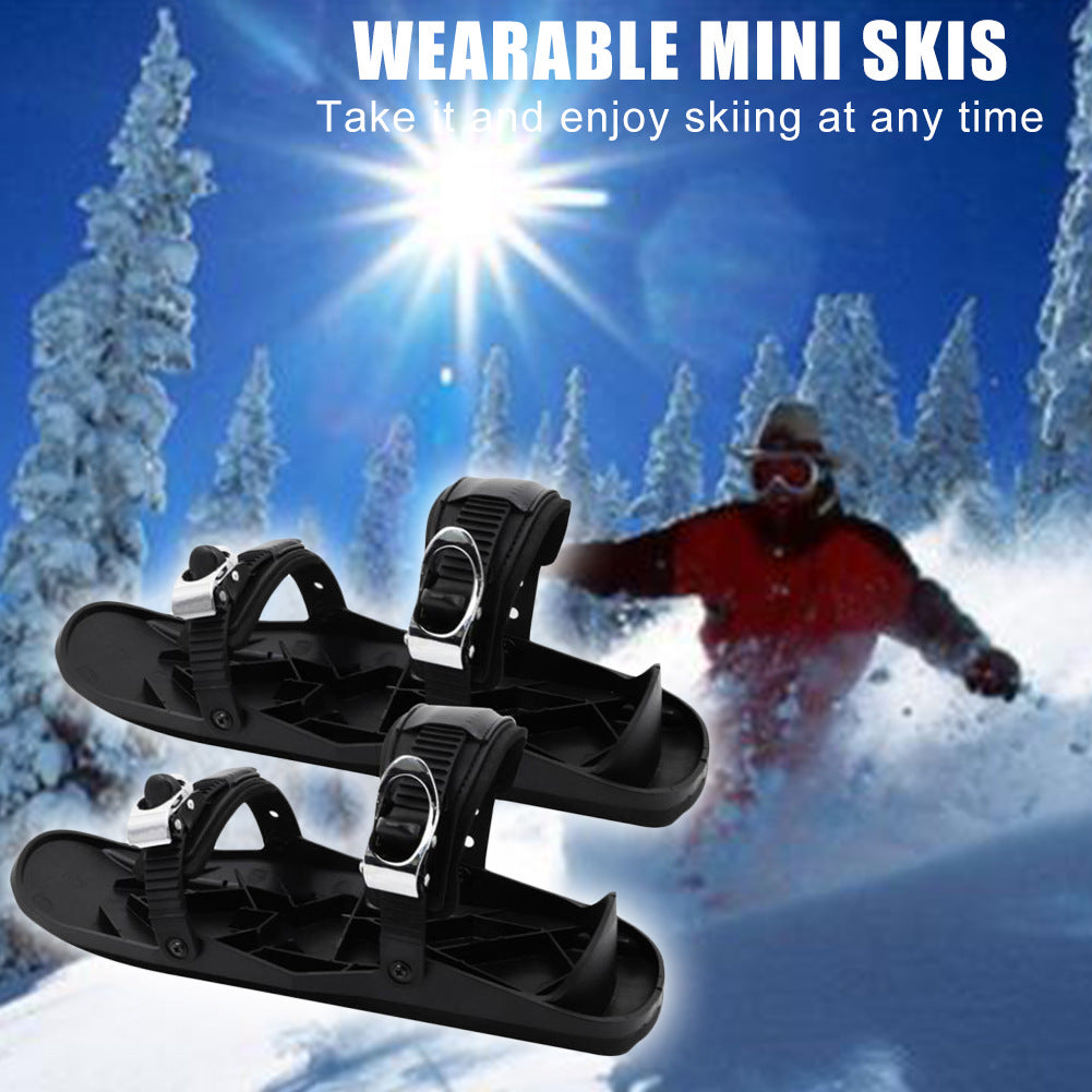 KAZIVAL Mini-Ski Skates – Adjustable Short Skis for Winter Boots 