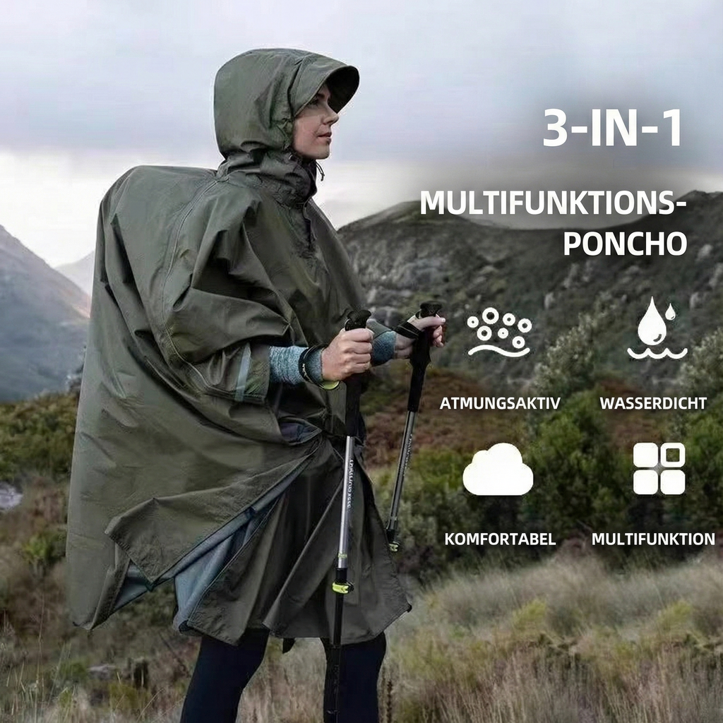 KAZIVAL 3-in-1 outdoor rain poncho 